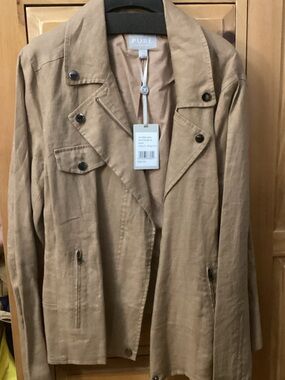 Pure Collection Tan Linen Moto-Style Jacket